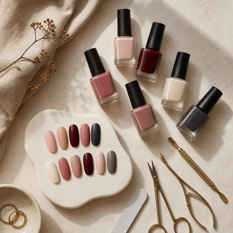Curated polish palette and manicure tools